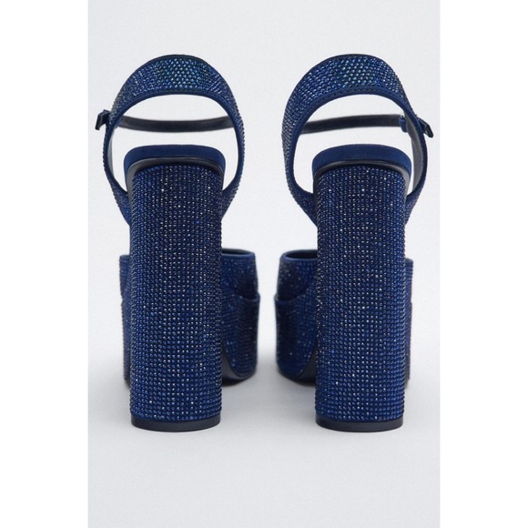 Zara rhinestone platform heels blue crystals - Picture 3 of 10